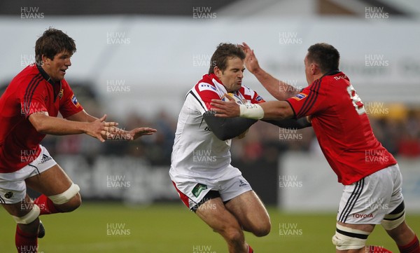 140912  Ulster v Munster - RaboDirect Pro12  Jared Payne of Ulster tackled by James Coughlan of Munster