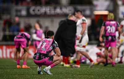 040426 - Ulster v Ospreys - EPCR Challenge Cup Round of 16 - Luke Morgan of Ospreys reacts after the match