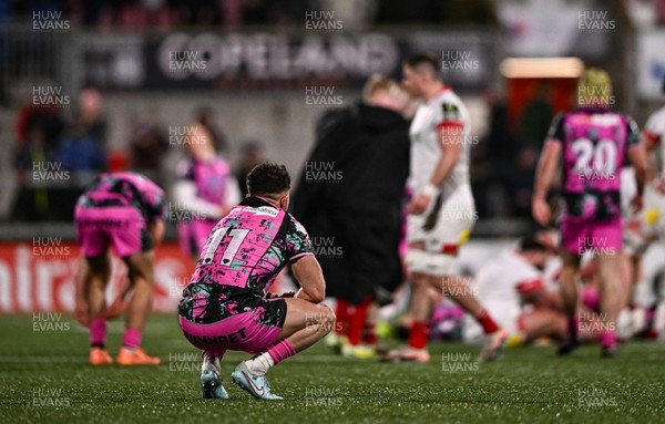 040426 - Ulster v Ospreys - EPCR Challenge Cup Round of 16 - Luke Morgan of Ospreys reacts after the match