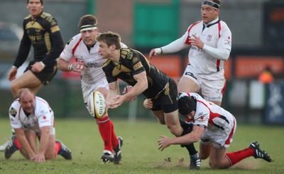 13.04.10 - Ulster v Ospreys - Magners League -  Dan Biggar of Ospreys is tackled by Stephen Ferris of Ulster  