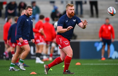 010325 - Ulster v Scarlets - United Rugby Championship - Steff Evans of Scarlets warms up before the match