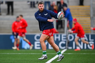 010325 - Ulster v Scarlets - United Rugby Championship - Sam O'Connor of Scarlets warms up before the match