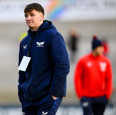 010325 - Ulster v Scarlets - United Rugby Championship - Charlie Titcombe of Scarlets walks the pitch before the match