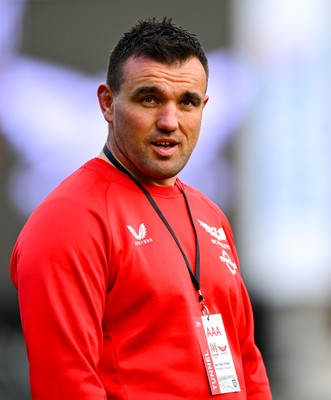 010325 - Ulster v Scarlets - United Rugby Championship - Scarlets contact skills and scrum coach Emyr Phillips before the match