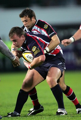 020906 Ulster v Llanelli Scarlets, Magners League -  Bryn Cunningham of Ulster and Matthew Rees of Llanelli 