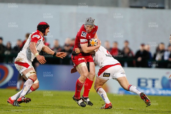 100513 - Ulster v Scarlets - RaboDirect Pro 12 Semi-Final - Jonathan Davies of Scarlets is tackled by Rory Best of Ulster 