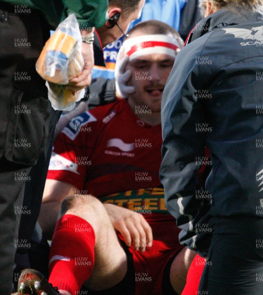 100513 - Crystal Palace v Brighton & Hove Albion - Npower Championship Play-offs - Scarlets' Captain Ken Owens receives attention  