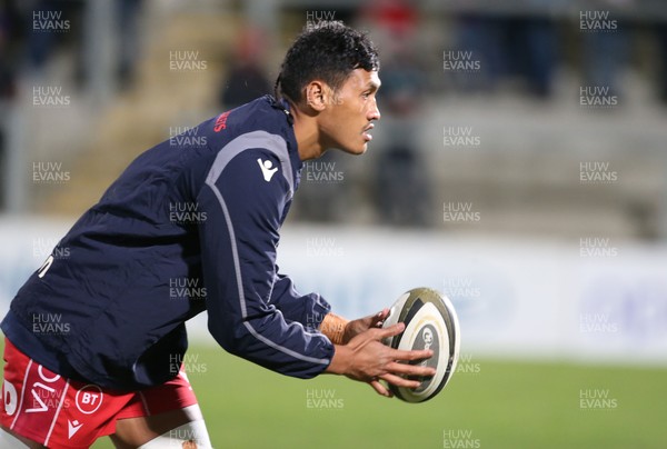 291119 - Ulster v Scarlets - Guinness PRO14 -  Scarlets Sam Lousi during warm up ahead of his debut 