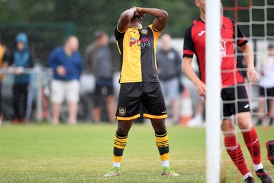 050725 - Undy Athletic v Newport County - Pre season Friendly - Bobby Kamwa of Newport County misses from close range