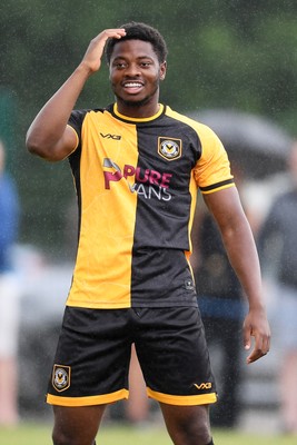 050725 - Undy Athletic v Newport County - Pre season Friendly - Bobby Kamwa of Newport County misses from close range