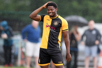 050725 - Undy Athletic v Newport County - Pre season Friendly - Bobby Kamwa of Newport County misses from close range