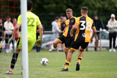 050725 - Undy Athletic v Newport County - Pre season Friendly - Cameron Evans of Newport County has a shot at goal
