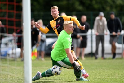 050725 - Undy Athletic v Newport County - Pre season Friendly - Jaden Warner of Newport County has a shot at goal