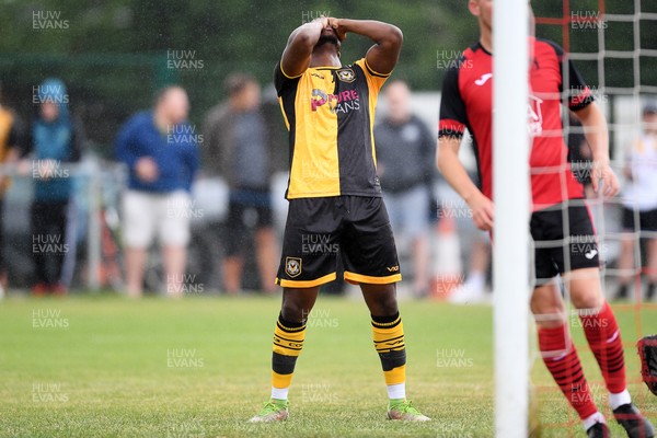 050725 - Undy Athletic v Newport County - Pre season Friendly - Bobby Kamwa of Newport County misses from close range