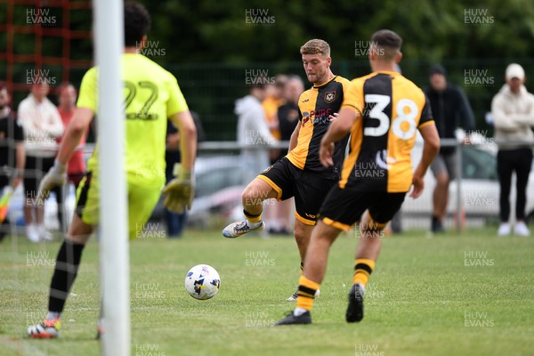 050725 - Undy Athletic v Newport County - Pre season Friendly - Cameron Evans of Newport County has a shot at goal