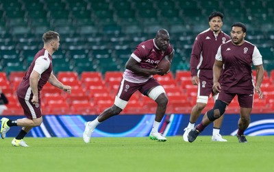 230525 - Union Bordeaux-Begles Captain’s Run - Union Bordeaux-Begles’ Mahamadou Diaby during Captain’s Run ahead of the EPCR Champions Cup Final against Northampton Saints at the Principality Stadium, Cardiff 