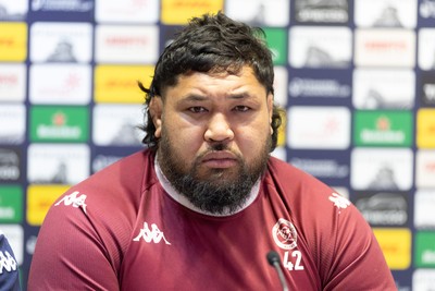 230525 - Union Bordeaux Begles Media Conference - Union Bordeaux Begles’  Benjamin Tameifuna during media conference ahead of the EPCR Champions Cup Final against Northampton Saints at the Principality Stadium, Cardiff