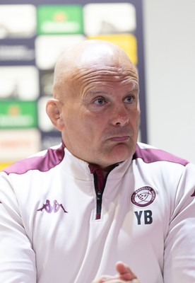 230525 - Union Bordeaux Begles Media Conference - Union Bordeaux Begles head coach Yannick Bru during media conference ahead of the EPCR Champions Cup Final against Northampton Saints at the Principality Stadium, Cardiff