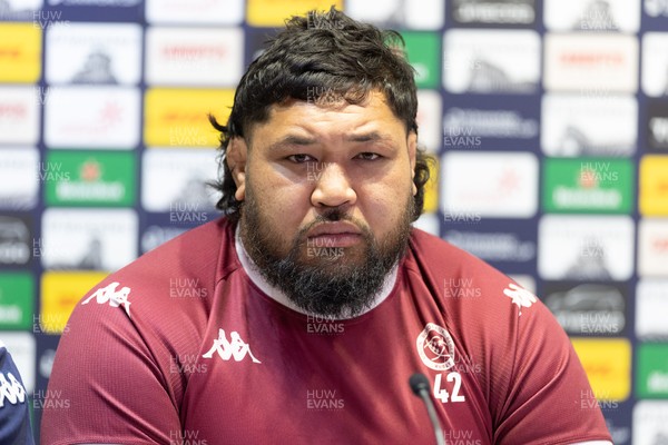 230525 - Union Bordeaux Begles Media Conference - Union Bordeaux Begles’  Benjamin Tameifuna during media conference ahead of the EPCR Champions Cup Final against Northampton Saints at the Principality Stadium, Cardiff