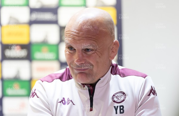 230525 - Union Bordeaux Begles Media Conference - Union Bordeaux Begles head coach Yannick Bru during media conference ahead of the EPCR Champions Cup Final against Northampton Saints at the Principality Stadium, Cardiff