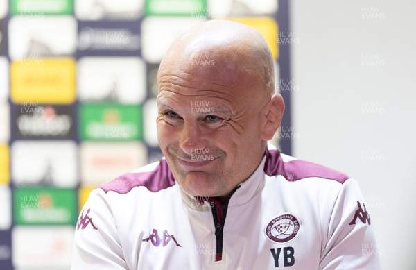 230525 - Union Bordeaux Begles Media Conference - Union Bordeaux Begles head coach Yannick Bru during media conference ahead of the EPCR Champions Cup Final against Northampton Saints at the Principality Stadium, Cardiff