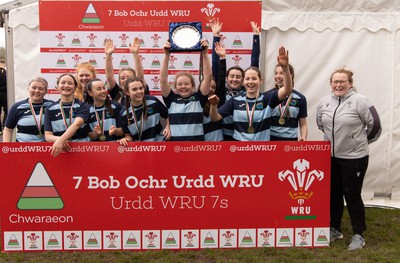 150424 - Urdd WRU Sevens, Cardiff - Ysgol Penweddig celebrate winning the Girls Plate Final