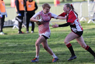 150424 - Urdd WRU Sevens, Cardiff - Action from Girls Cup Final, Coleg Llandovery v Coleg Gwent