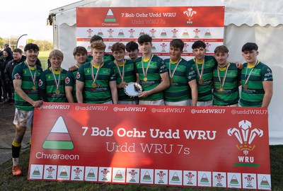 150424 - Urdd WRU Sevens, Cardiff - Ysgol Duffryn Aman celebrate winning the Boys Plate Final