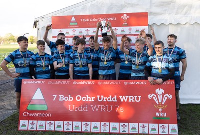 150424 - Urdd WRU Sevens, Cardiff - Glantaf celebrate winning the Boys Cup Final