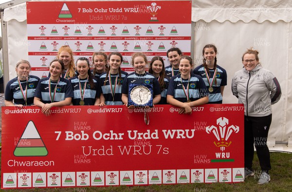 150424 - Urdd WRU Sevens, Cardiff - Ysgol Penweddig celebrate winning the Girls Plate Final