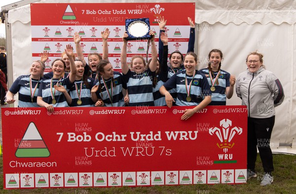 150424 - Urdd WRU Sevens, Cardiff - Ysgol Penweddig celebrate winning the Girls Plate Final