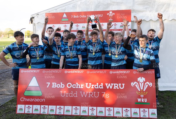 150424 - Urdd WRU Sevens, Cardiff - Glantaf celebrate winning the Boys Cup Final
