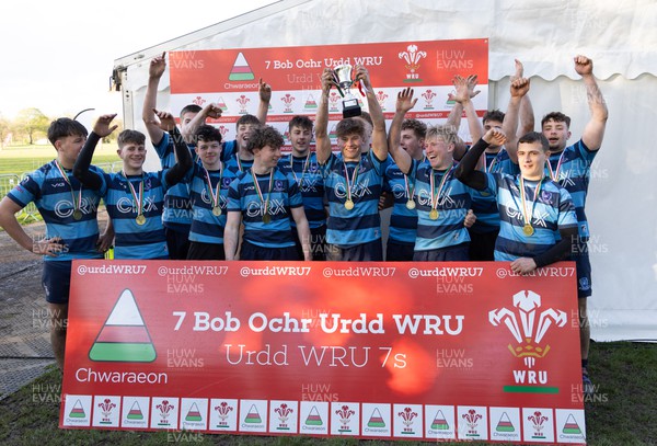 150424 - Urdd WRU Sevens, Cardiff - Glantaf celebrate winning the Boys Cup Final