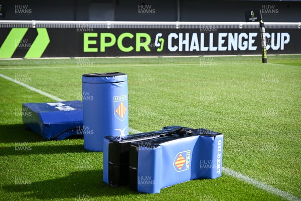 071225 - USA Perpignan v Dragons RFC - EPCR Challenge Cup - A general view of tackle pads at Stade Aime Giral before the match