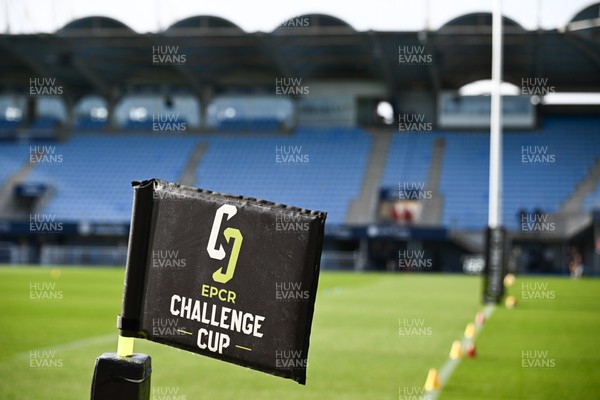 071225 - USA Perpignan v Dragons RFC - EPCR Challenge Cup - A general view of EPCR flag at Stade Aime Giral before the match