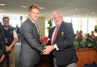06.06.09 - USA Eagles v Wales - Wales' Jonathan Spratt is presented with his first cap by WRU President Dennis Gethin. 