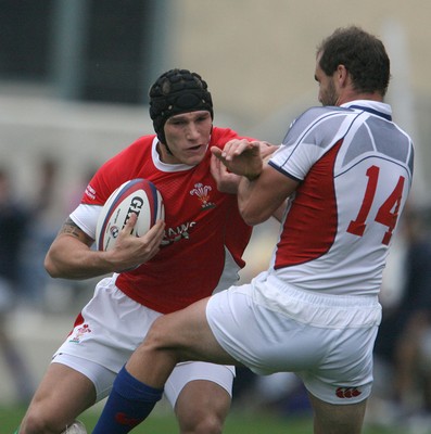 06.06.09 USA v Wales... Wales' Tom James takes on USA's Gavin DeBartolo. 