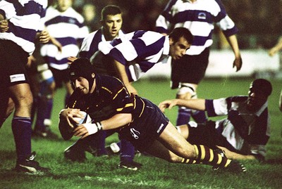 170398 - UWIC v Toulouse - The Times Student Rugby European Championships -  Gwion Bowen of UWIC scores a try