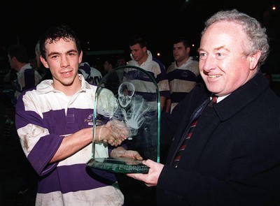 170398 - UWIC v Toulouse - The Times Student Rugby European Championships -  Julien Tilloles of Toulouse receives the trophy from Dr Len Harty