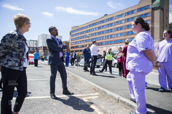 220720 - Picture shows Welsh Health Security Vaughan Gething visiting Royal Gwent Hospital in Newport about how they coped during the peak of the coronavirus outbreak