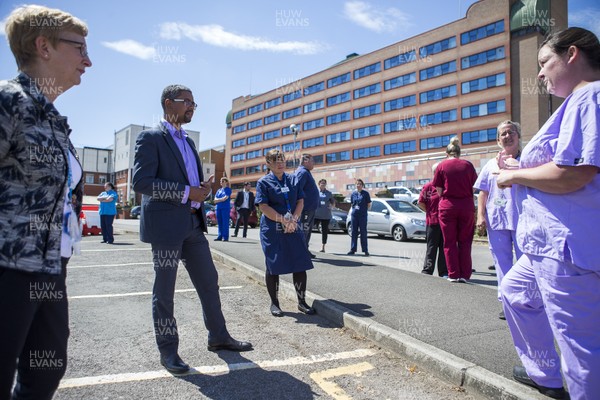 220720 - Picture shows Welsh Health Security Vaughan Gethin visiting Royal Gwent Hospital in Newport about how they coped during the peak of the coronavirus outbreak