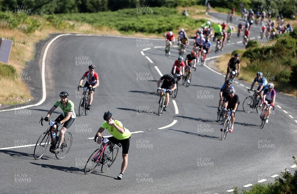 080718 - Velothon Wales - Riders climb up the Tumble
