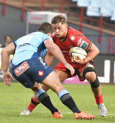 100525 - Vodacom Bulls v Cardiff Rugby - United Rugby Championship -  Alex Mann of Cardiff with the ball