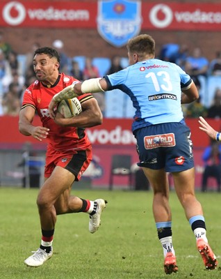 100525 - Vodacom Bulls v Cardiff Rugby - United Rugby Championship -  Gabriel Hamer-Web of Cardiff with the ball