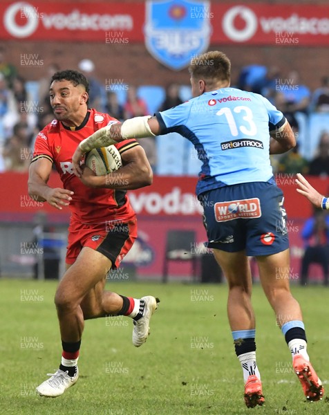 100525 - Vodacom Bulls v Cardiff Rugby - United Rugby Championship -  Gabriel Hamer-Web of Cardiff with the ball