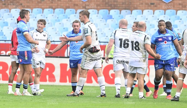270925 - Vodacom Bulls v Ospreys, United Rugby Championship - Players shake hands at full time