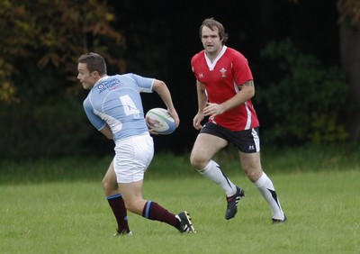 07.09.10 Wales 7's Commonwealth Training Squad -  Rhys Shellard is put through defensive drills by The RAF 7's team during squad training at RAF Halten. 