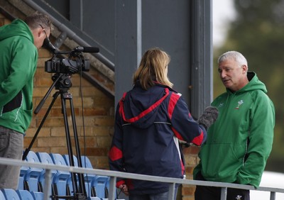 07.09.10 Wales 7's Commonwealth Training Squad -  Team Manager Dai Jenkins is interviewed for The WRU website during squad training at RAF Halten. 