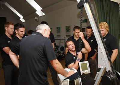07.09.10 Wales 7's Commonwealth Training Squad - The Medical Rehabilitation unit: Hedly Hall -  Wales' 7's squad try out some of the rehab equipment. 