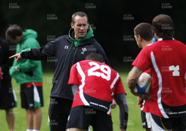 07.09.10 Wales 7's Commonwealth Training Squad -  Richard Hodges directs matters during squad training at RAF Halten. 